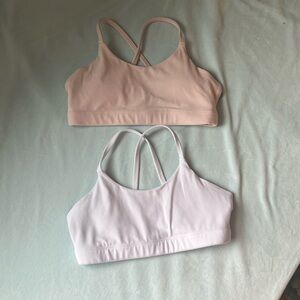 Athleta Girl Take it Easy Bras Two Pack white and pink L12